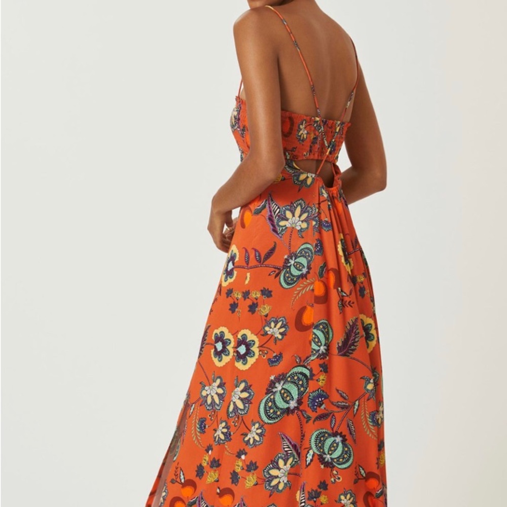 Backless floral maxi, XSP, worn once, Maeve Anthropologie